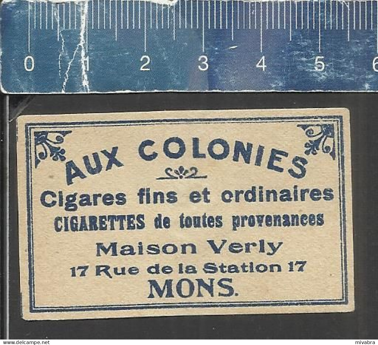 AUX COLONIES - MAISON VERTY MONS - CIGARES CIGARETTES - OLD MATCHBOX LABEL BELGIUM - Cajas De Cerillas - Etiquetas