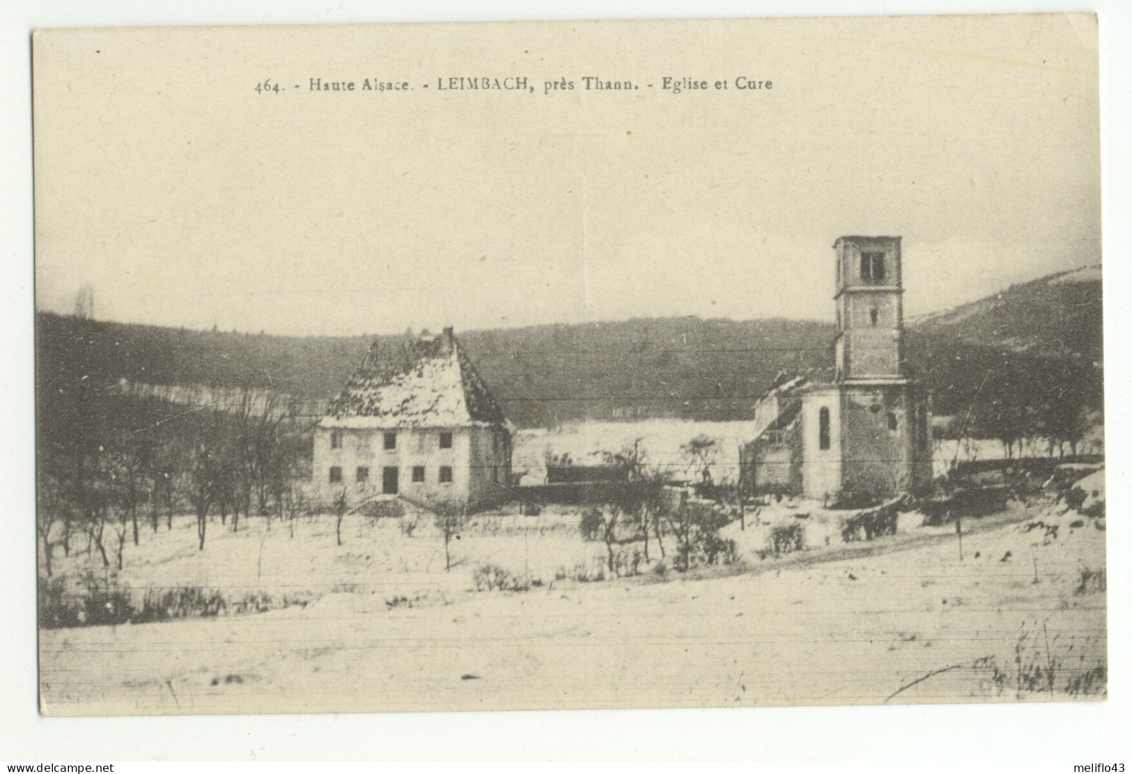 68/ CPA - Leimbach - Eglise Et Cure (guerre, Bombardement) - Other & Unclassified