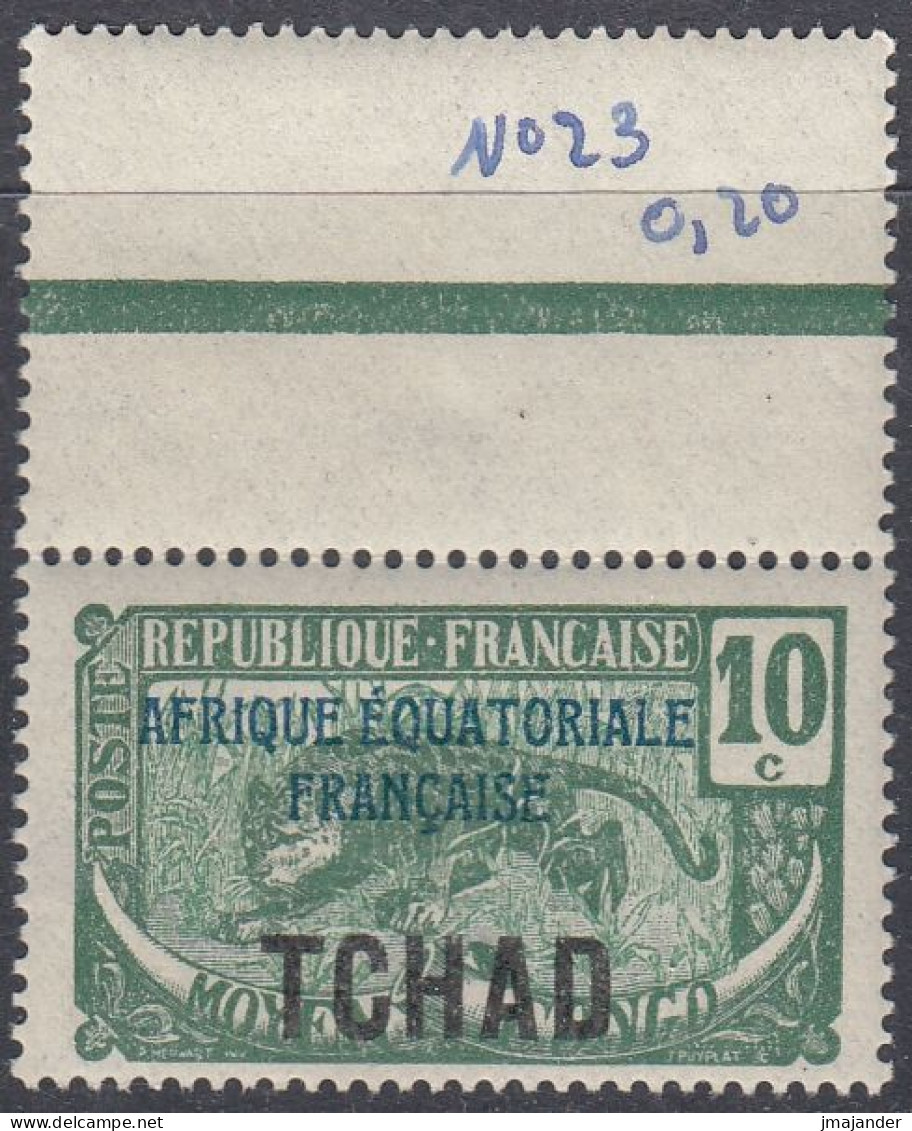 Chad 1924 - Definitive Stamp:Leopard - Mi 23b Blue Overprint ** MNH [1858] - Nuovi