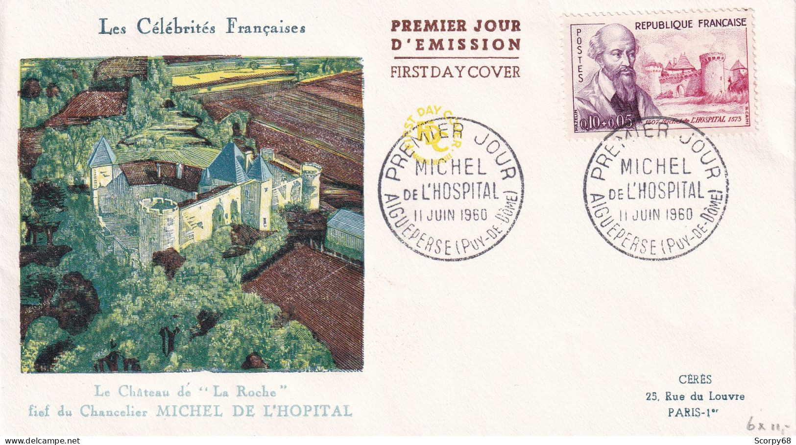 FDC 11/06/1960: Les Célébrités Françaises - Michel De L'HOSPITAL (1507-1573) - Y&T N° 1257 - 1960-1969