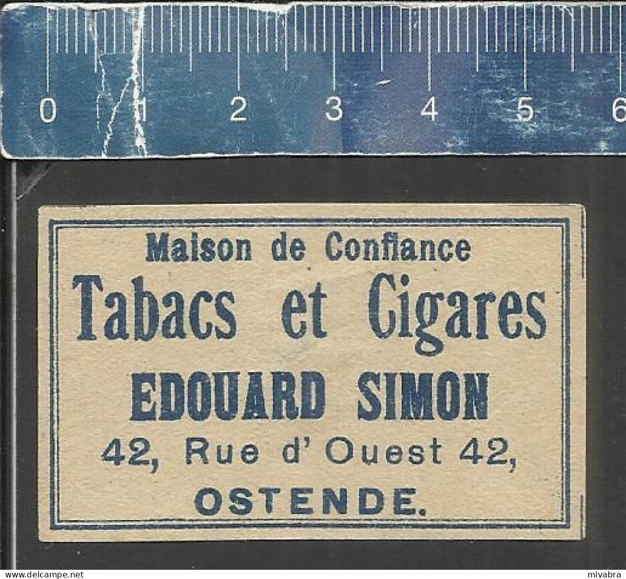 MAISON DE CONFIANCE TABACS ET CIGARES EDOUARD SIMON OSTENDE - OLD MATCHBOX LABEL BELGIUM - Boites D'allumettes - Etiquettes