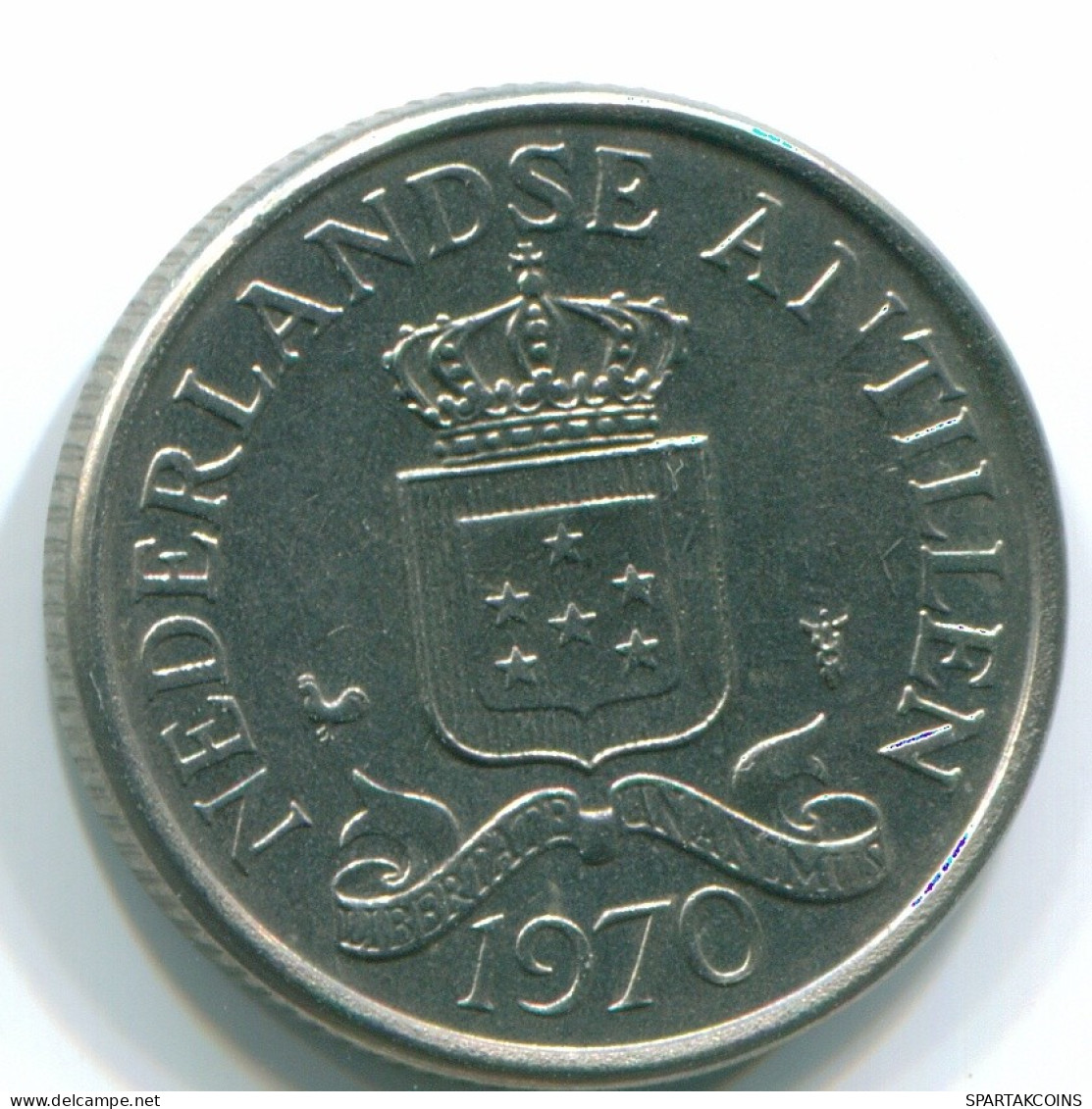 25 CENTS 1970 ANTILLAS NEERLANDESAS Nickel Colonial Moneda #S11476.E.A - Antille Olandesi