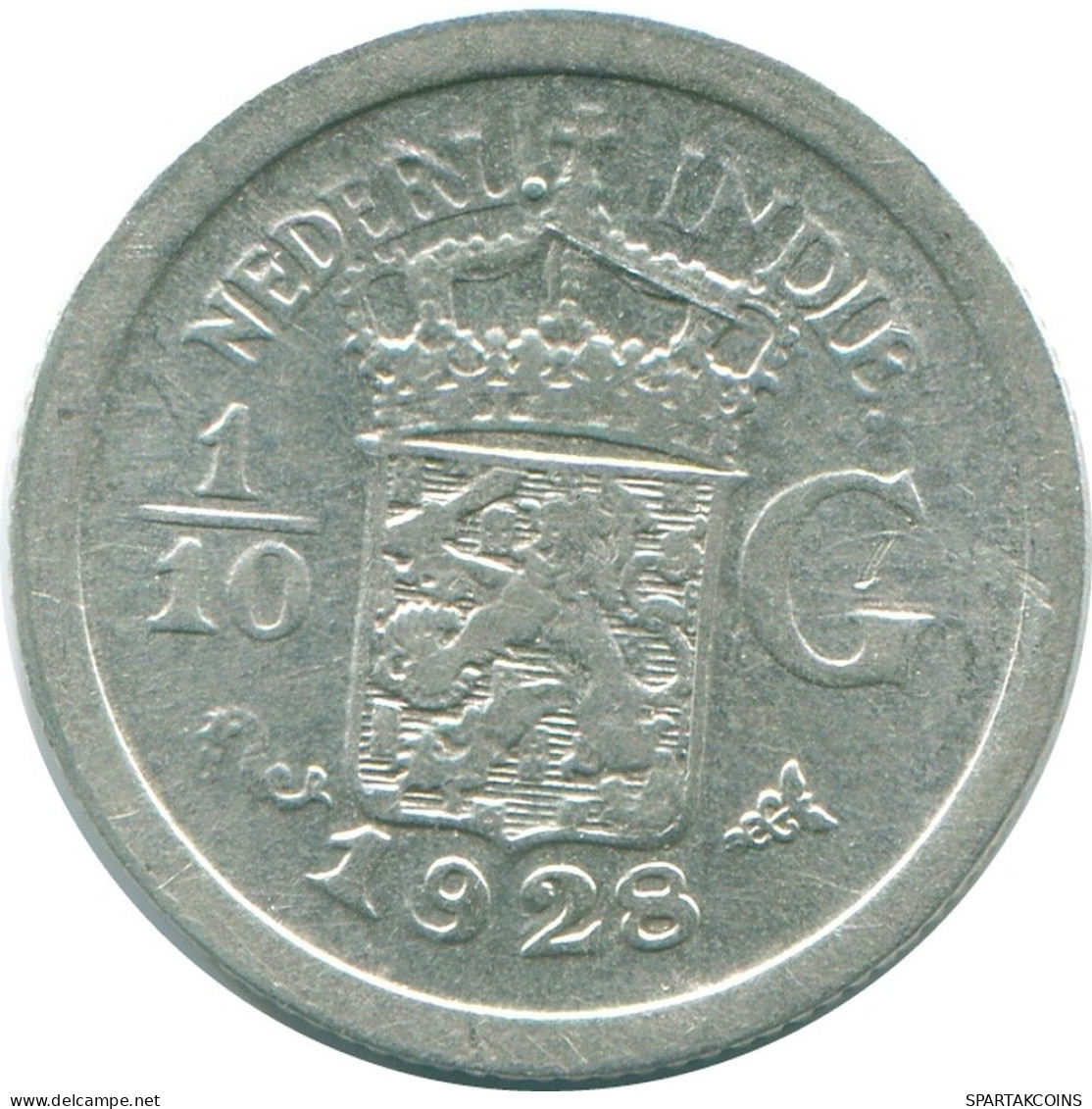 1/10 GULDEN 1928 INDES ORIENTALES NÉERLANDAISES ARGENT Colonial Pièce #NL13418.3.F.A - Niederländisch-Indien