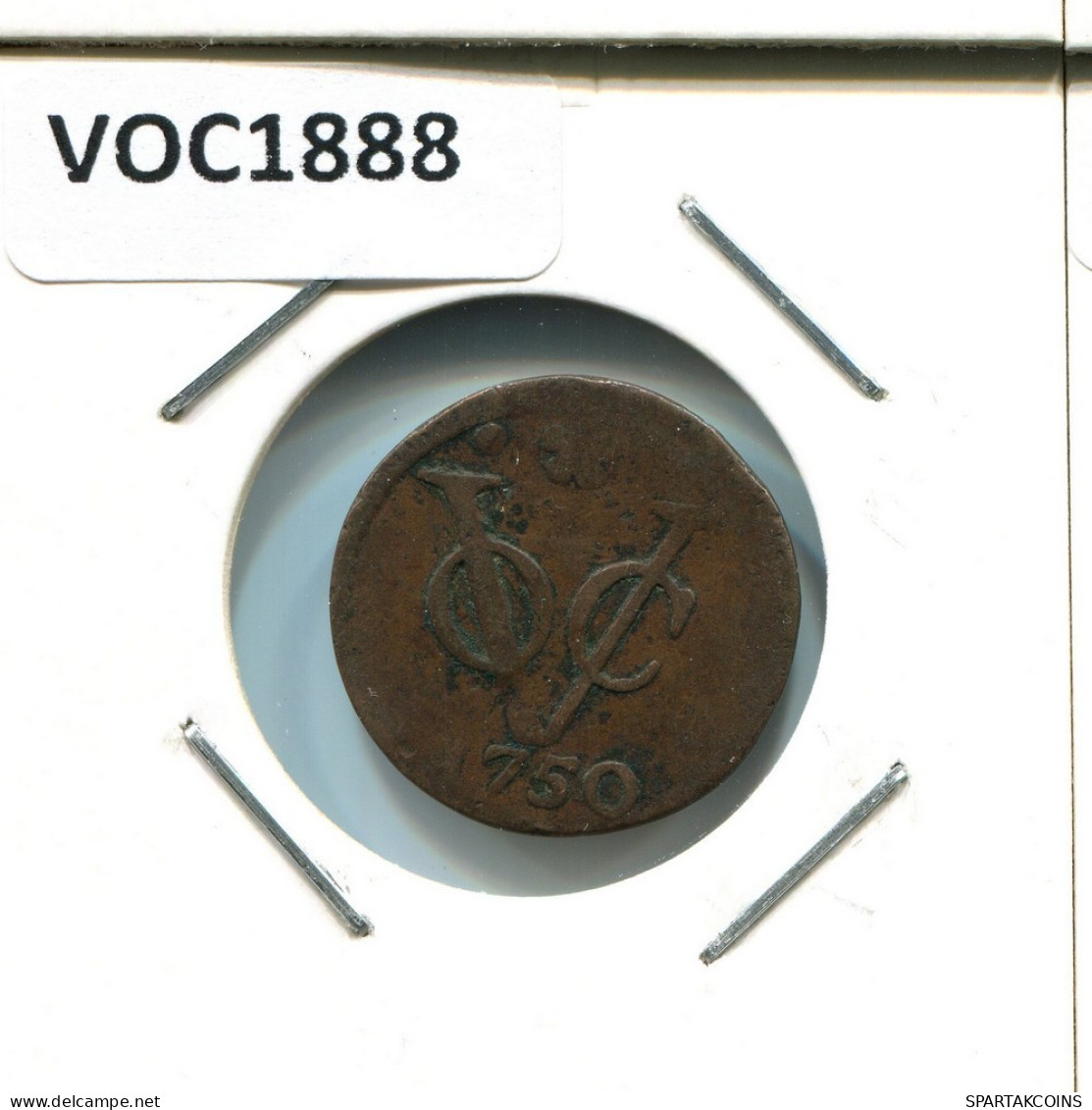 1750 HOLLAND VOC DUIT NIEDERLANDE OSTINDIEN NY COLONIAL PENNY #VOC1888.10.D.A - Indie Olandesi