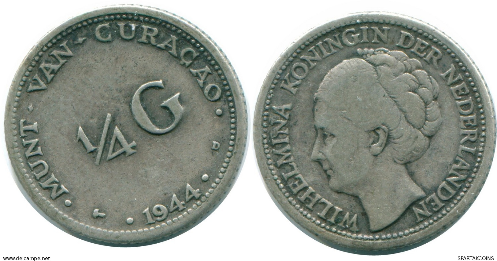 1/4 GULDEN 1944 CURACAO NIEDERLANDE SILBER Koloniale Münze #NL10679.4.D.A - Curaçao