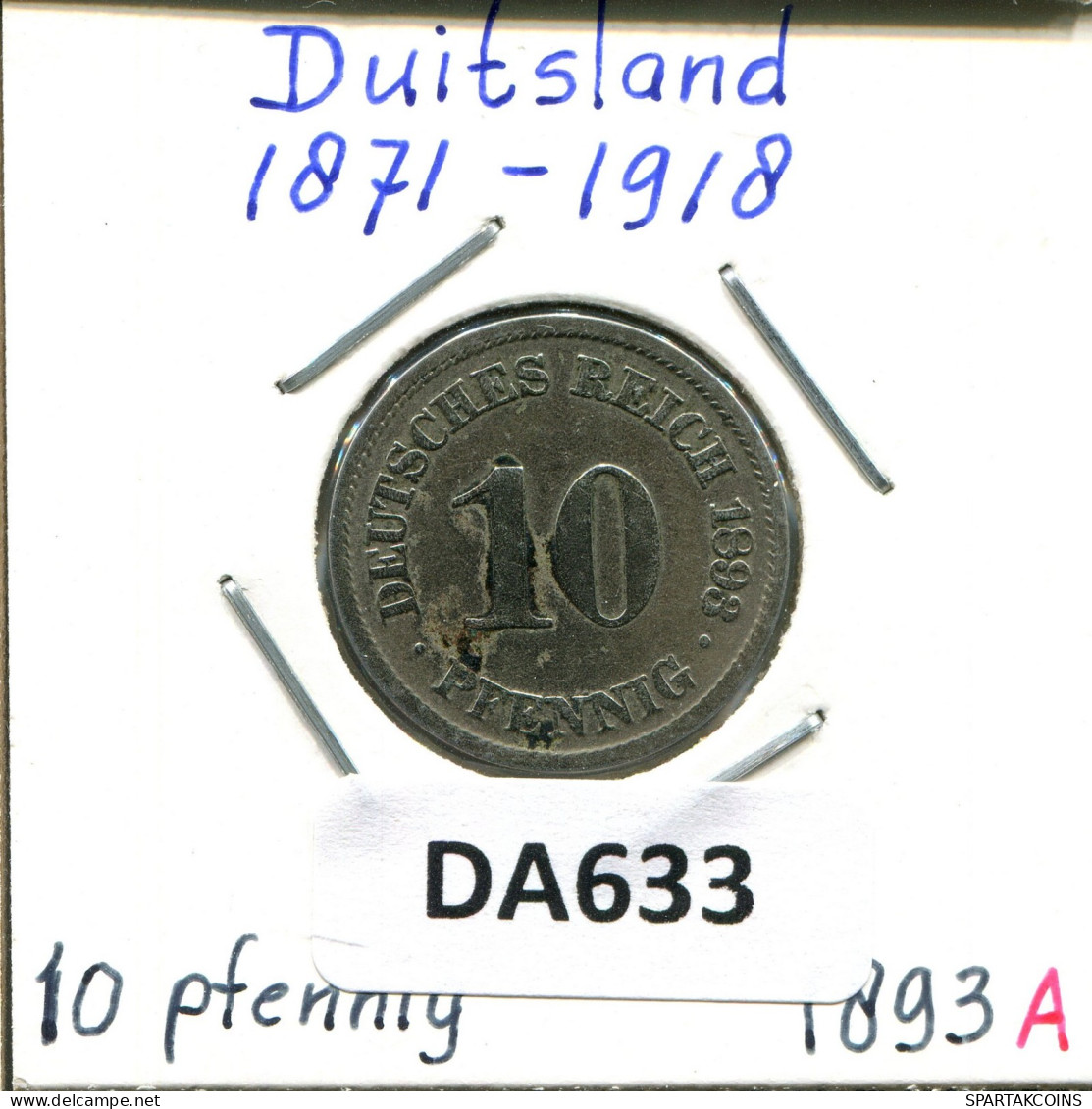 10 PFENNIG 1893 A DEUTSCHLAND Münze GERMANY #DA633.2.D.A - 10 Pfennig