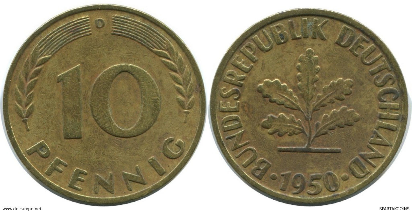 10 PFENNIG 1950 D WEST & UNIFIED GERMANY Coin #AD845.9.U.A - 10 Pfennig