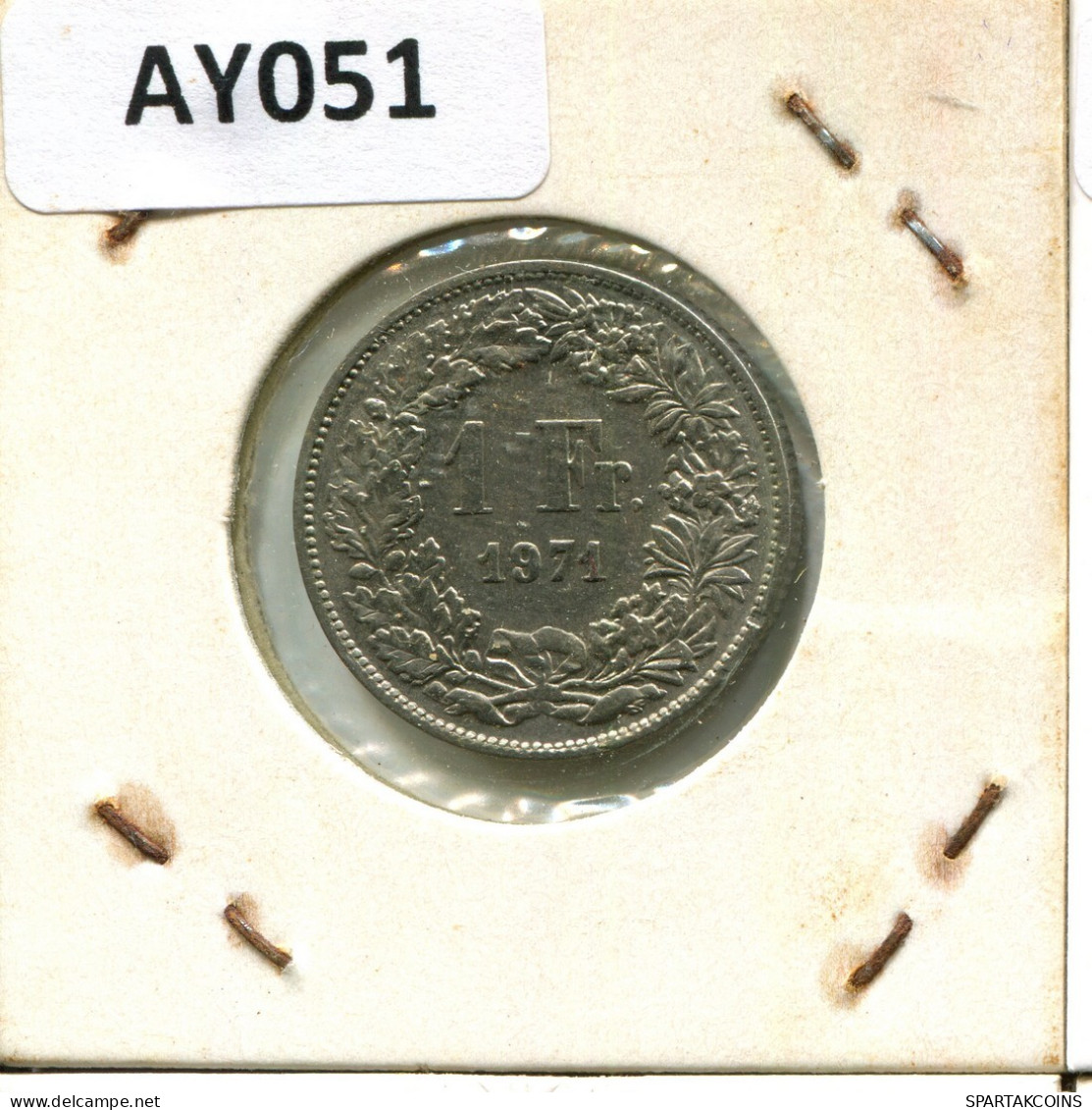 1 FRANC 1971 SUIZA SWITZERLAND Moneda #AY051.3.E.A - Other & Unclassified