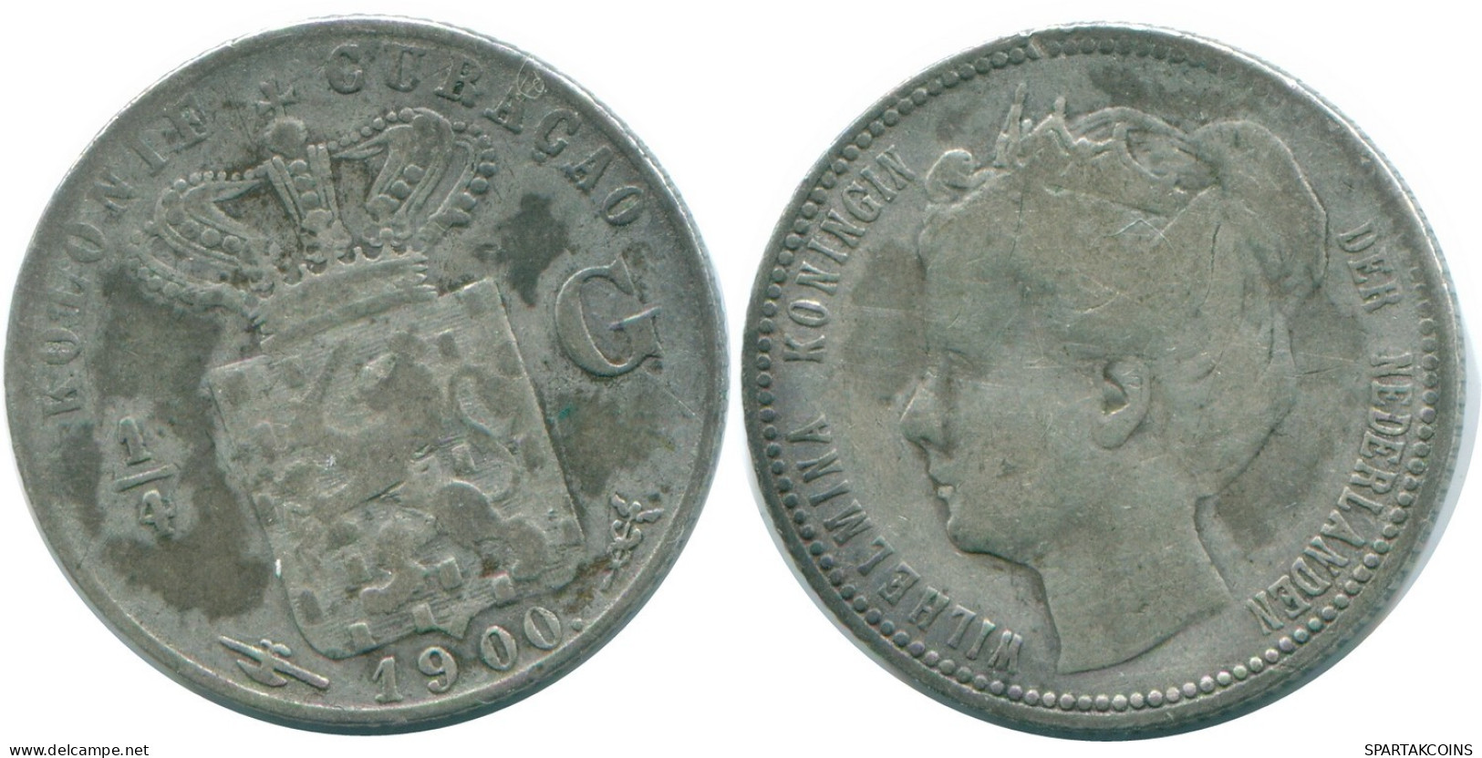 1/4 GULDEN 1900 CURACAO NIEDERLANDE SILBER Koloniale Münze #NL10490.4.D.A - Curaçao