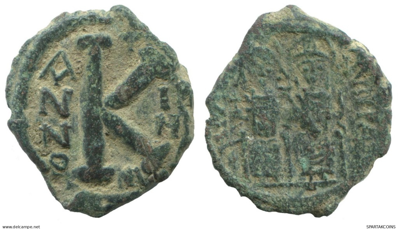 FLAVIUS JUSTINUS II 1/2 FOLLIS Antique BYZANTIN Pièce 5.9g/25mm #AA538.19.F.A - Byzantines