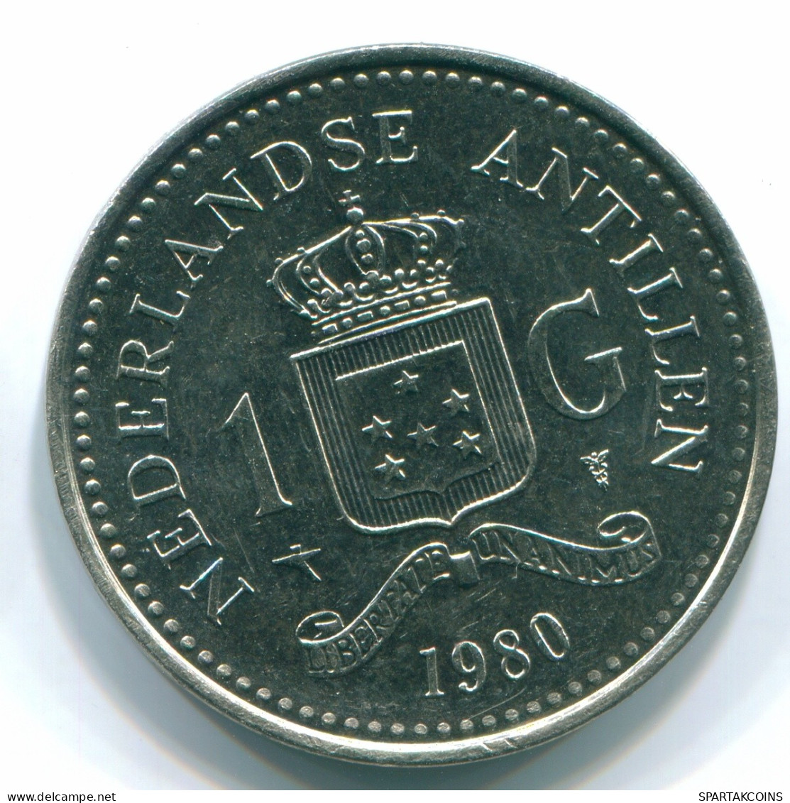 1 GULDEN 1980 ANTILLES NÉERLANDAISES Nickel Colonial Pièce #S12045.F.A - Antilles Néerlandaises