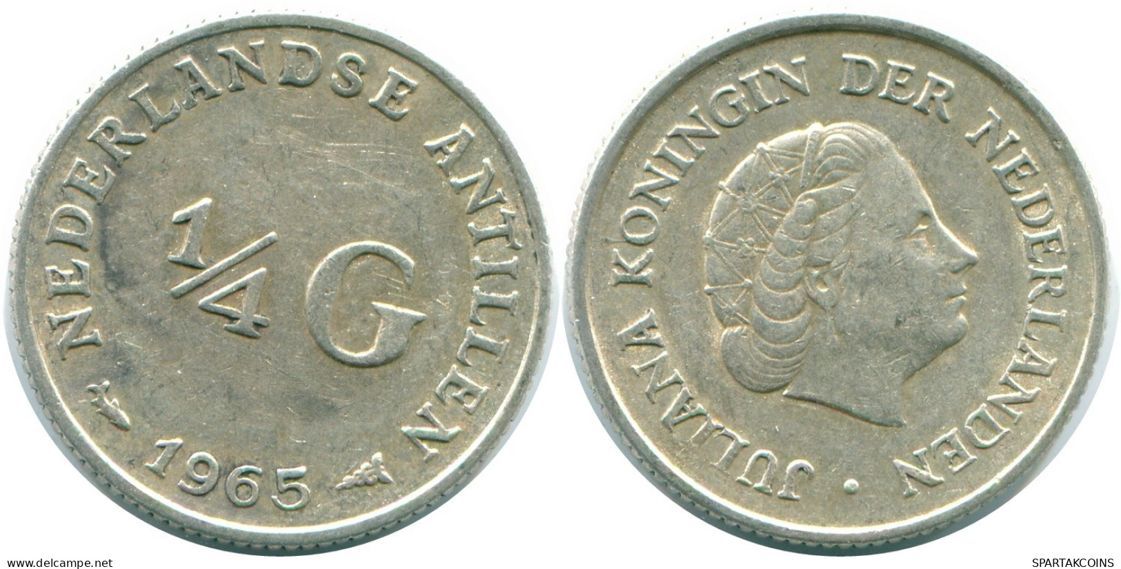 1/4 GULDEN 1965 NETHERLANDS ANTILLES SILVER Colonial Coin #NL11284.4.U.A - Netherlands Antilles
