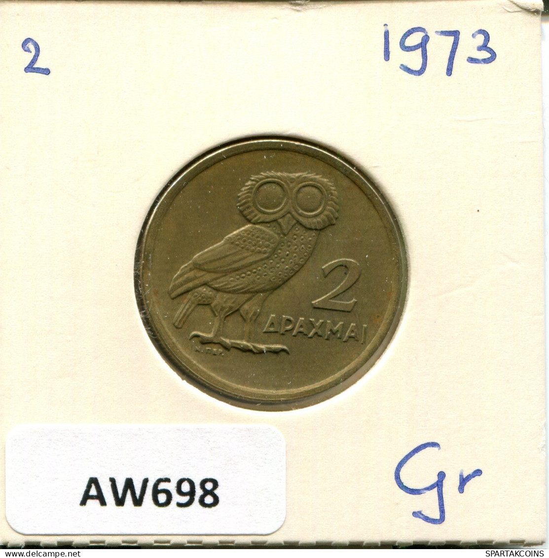 2 DRACHMES 1973 GRÈCE GREECE Pièce #AW698.F.A - Griechenland