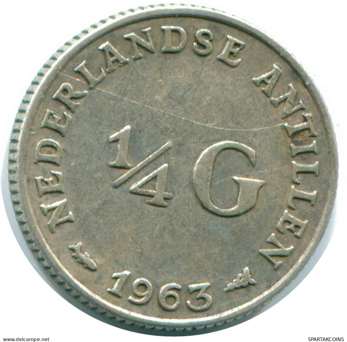 1/4 GULDEN 1963 ANTILLAS NEERLANDESAS PLATA Colonial Moneda #NL11194.4.E.A - Antille Olandesi