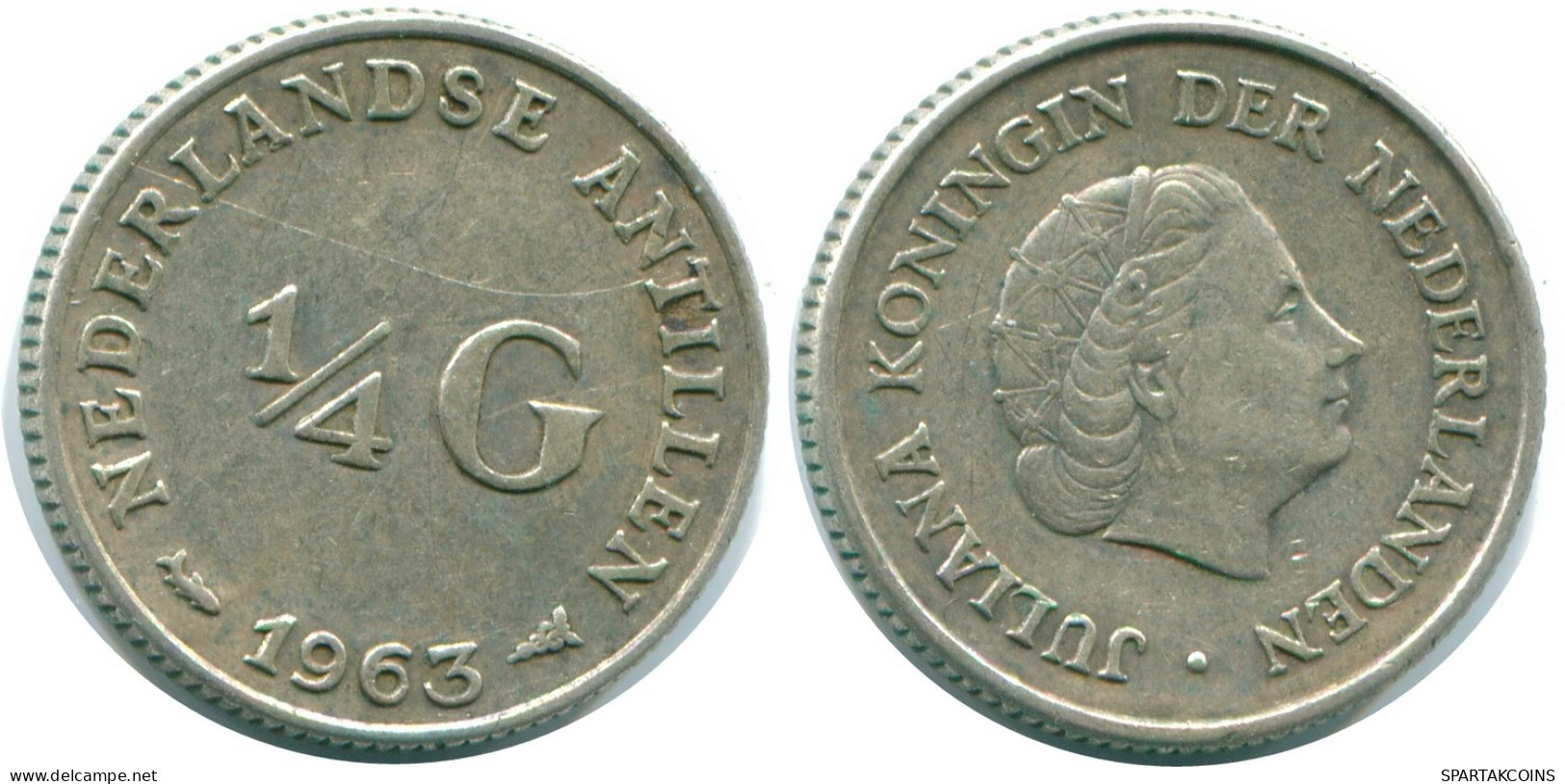 1/4 GULDEN 1963 ANTILLAS NEERLANDESAS PLATA Colonial Moneda #NL11194.4.E.A - Nederlandse Antillen