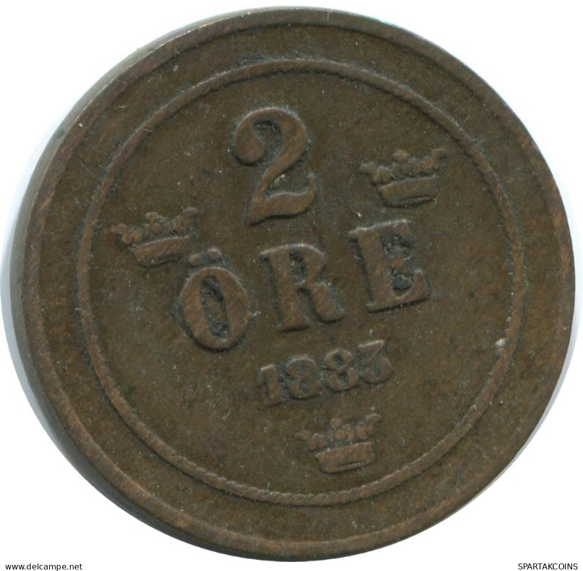 2 ORE 1883 SWEDEN Coin #AC994.2.U.A - Sweden