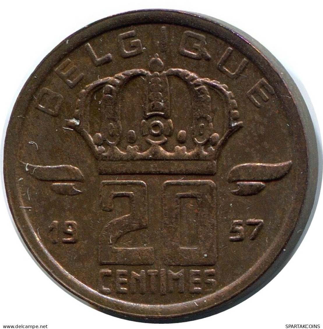 20 CENTIMES 1957 FRENCH Text BELGIUM Coin #BA399.U.A - 25 Cents
