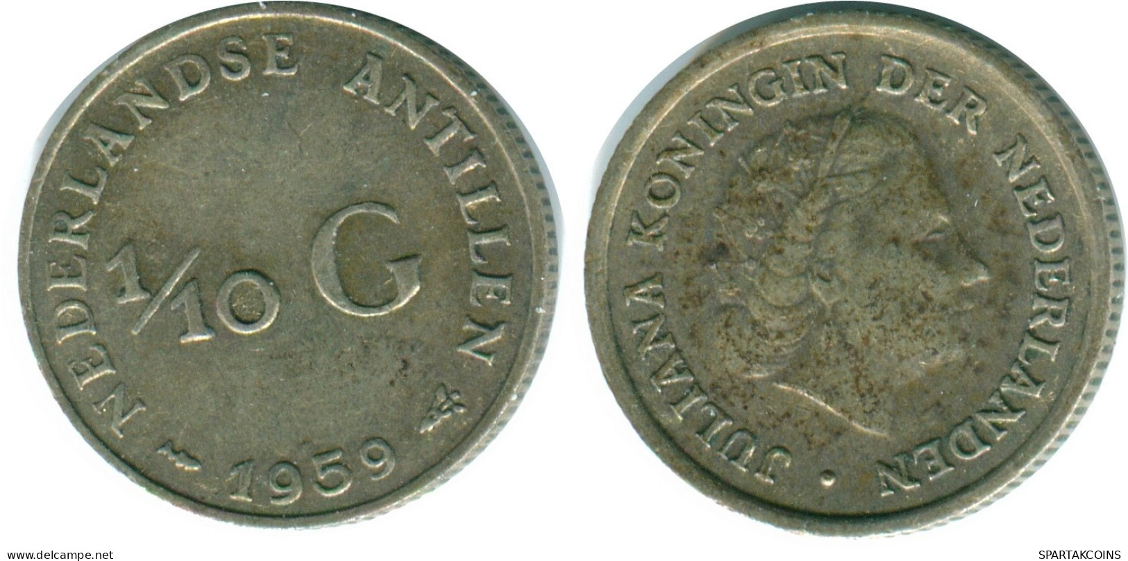 1/10 GULDEN 1959 NETHERLANDS ANTILLES SILVER Colonial Coin #NL12242.3.U.A - Nederlandse Antillen