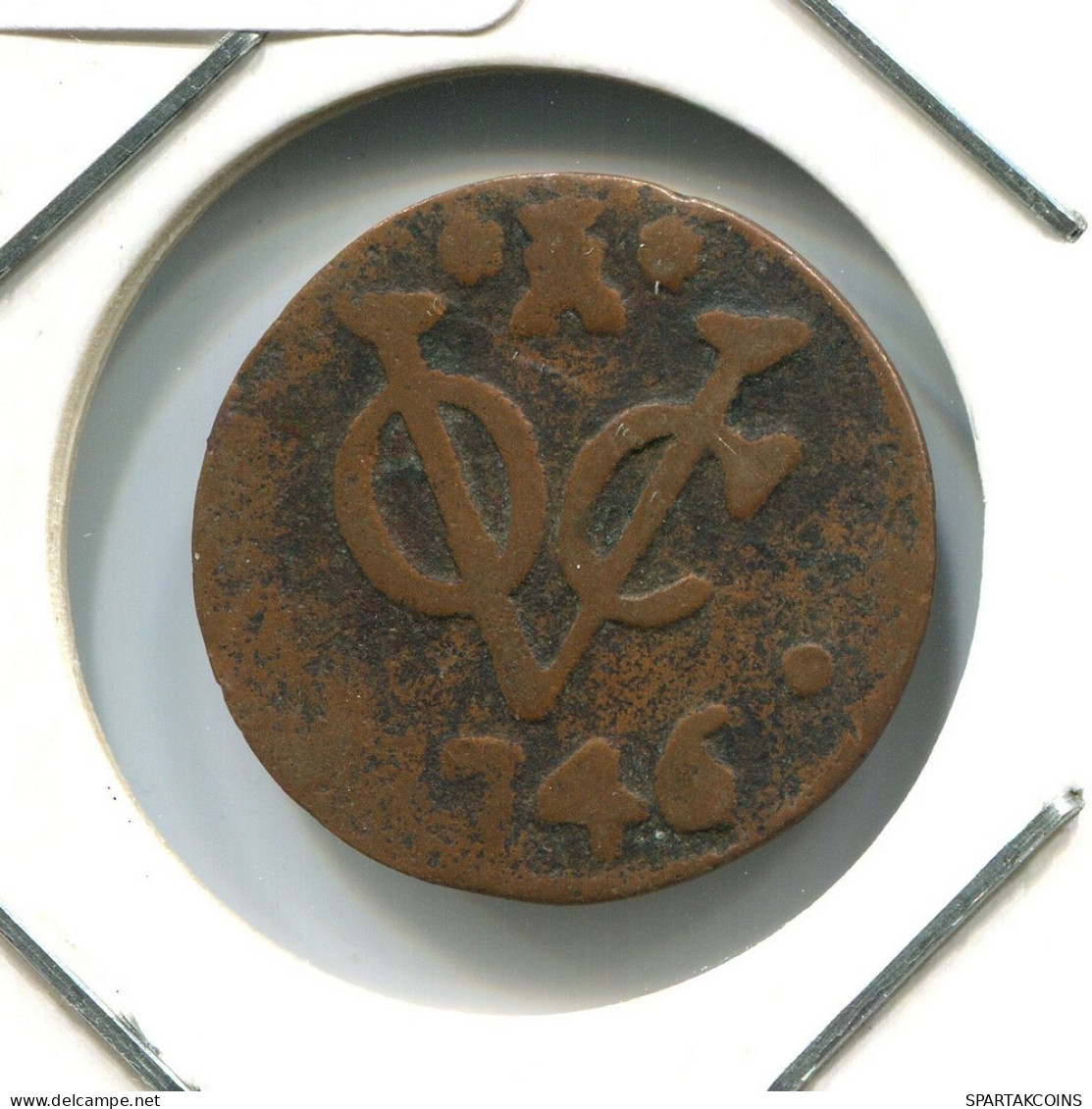 1746 ZEALAND VOC DUIT IINDES NÉERLANDAIS NETHERLANDS NEW YORK COLONIAL PENNY #VOC1903.10.F.A - Indes Néerlandaises