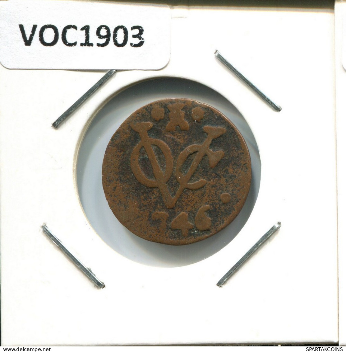 1746 ZEALAND VOC DUIT IINDES NÉERLANDAIS NETHERLANDS NEW YORK COLONIAL PENNY #VOC1903.10.F.A - Niederländisch-Indien