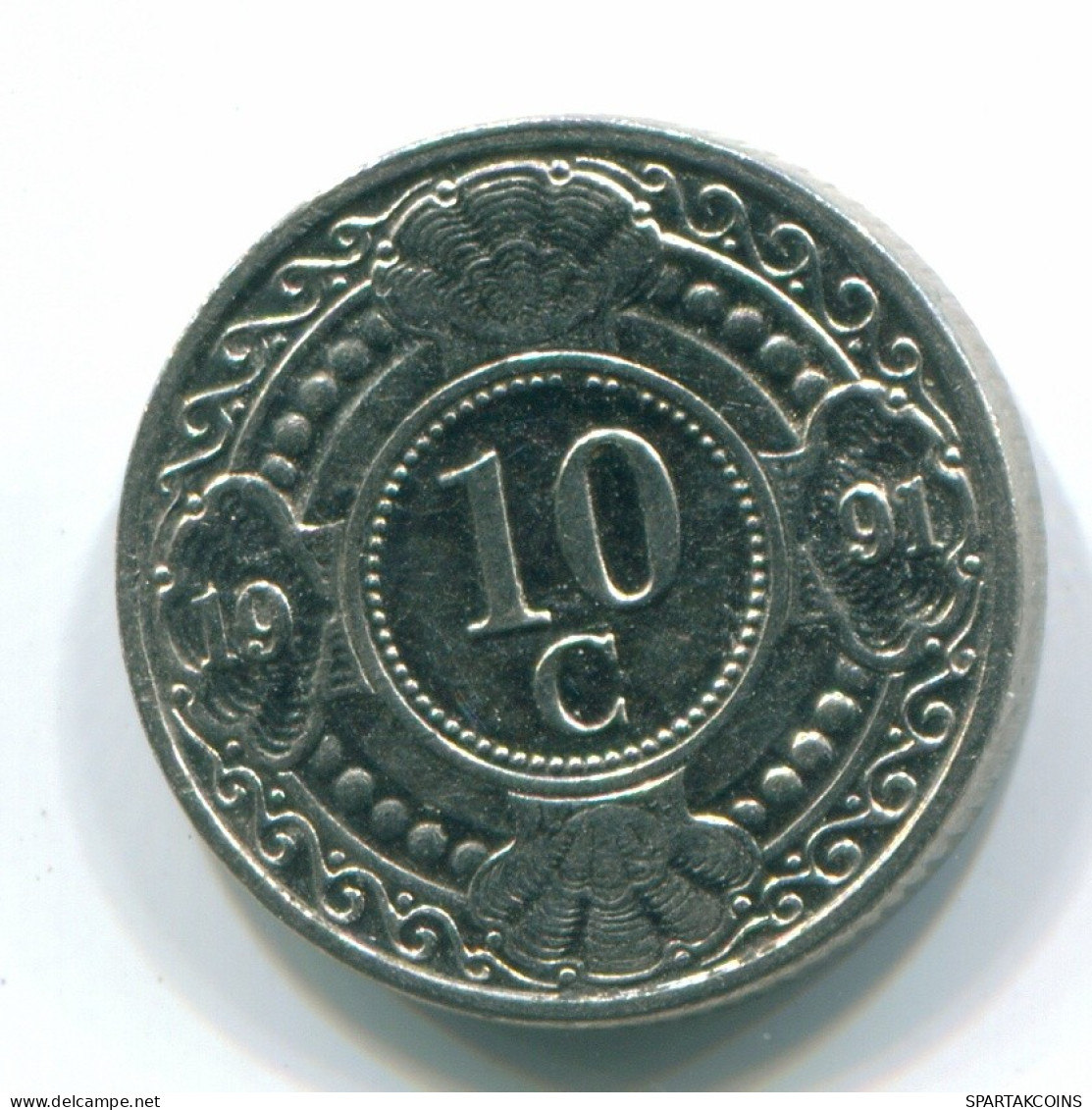 10 CENTS 1991 NETHERLANDS ANTILLES Nickel Colonial Coin #S11328.U.A - Nederlandse Antillen