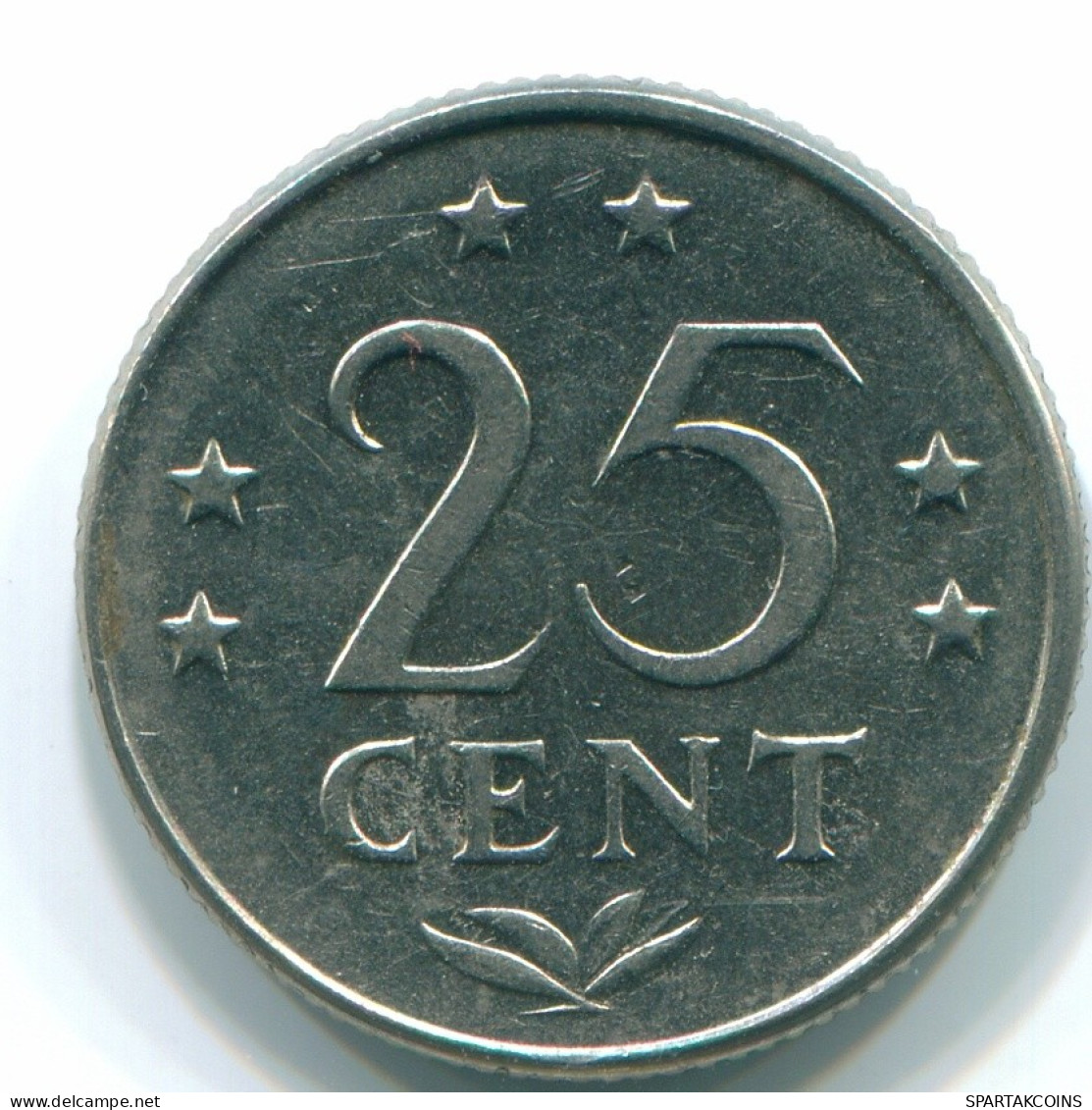 25 CENTS 1975 NETHERLANDS ANTILLES Nickel Colonial Coin #S11613.U.A - Antille Olandesi
