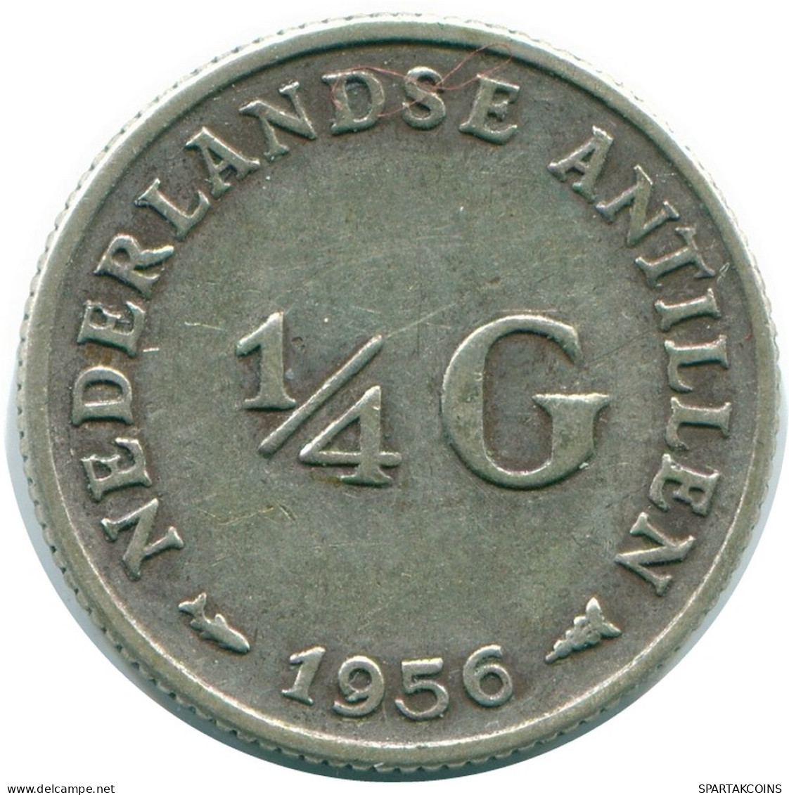 1/4 GULDEN 1956 NETHERLANDS ANTILLES SILVER Colonial Coin #NL10923.4.U.A - Antille Olandesi