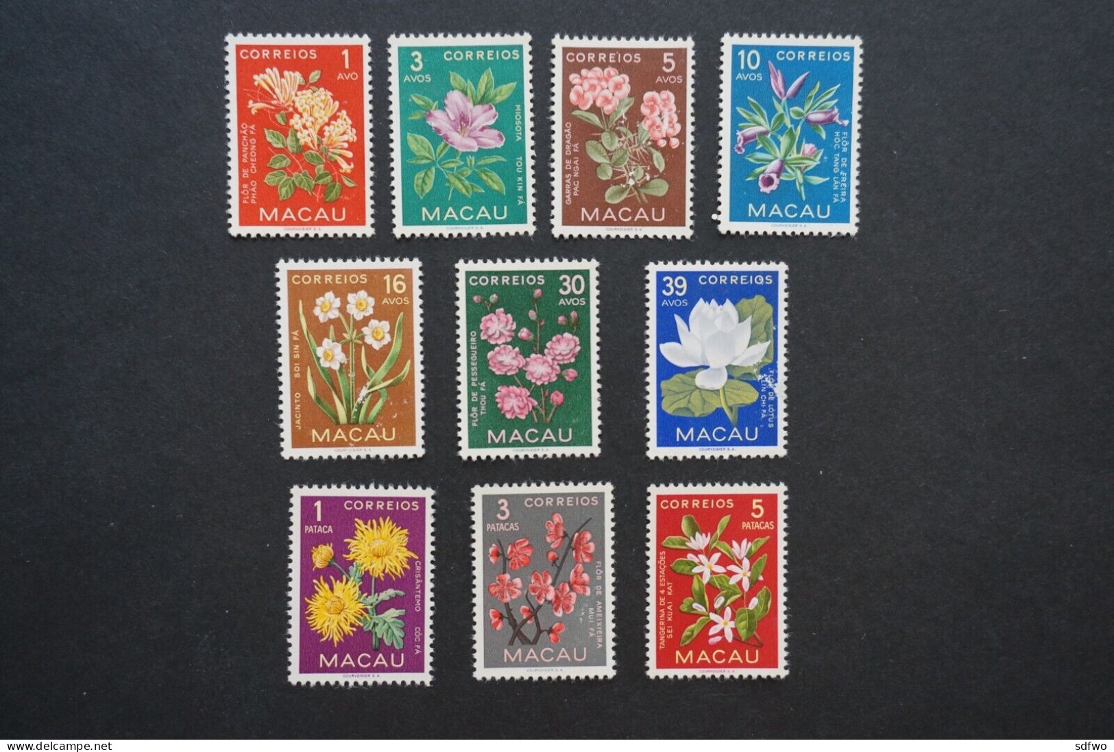 (T5)  Macau Macao 1953 Flowers Complete Set - MNH - Ongebruikt