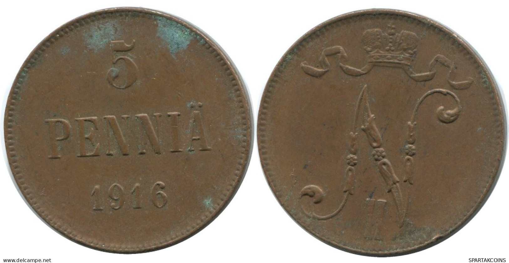 5 PENNIA 1916 FINLANDIA FINLAND Moneda RUSIA RUSSIA EMPIRE #AB142.5.E.A - Finnland