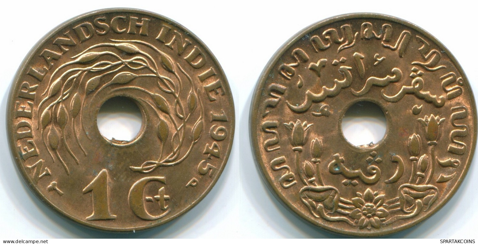 1 CENT 1945 P NETHERLANDS EAST INDIES INDONESIA Bronze Colonial Coin #S10407.U.A - Niederländisch-Indien