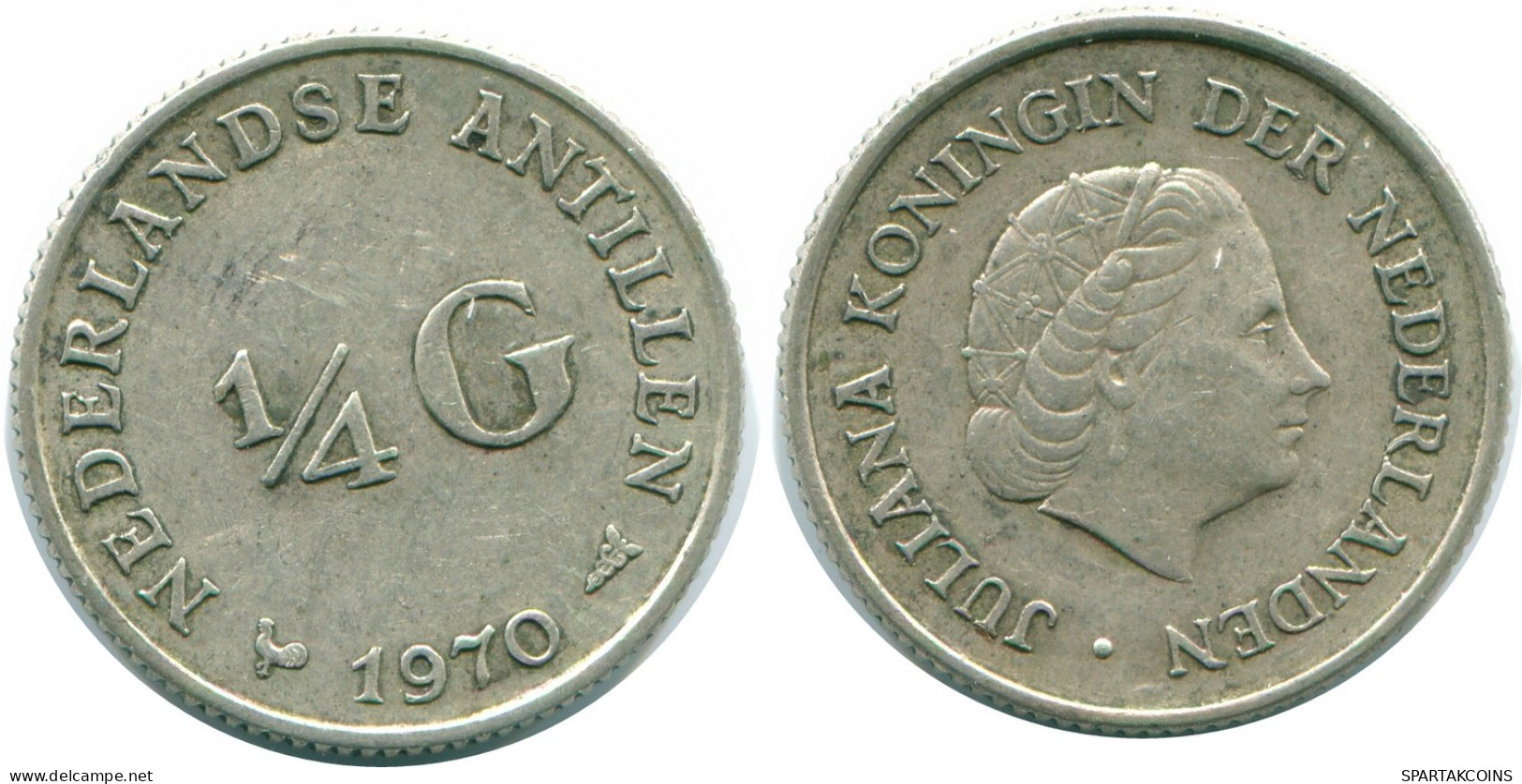 1/4 GULDEN 1970 ANTILLAS NEERLANDESAS PLATA Colonial Moneda #NL11668.4.E.A - Netherlands Antilles