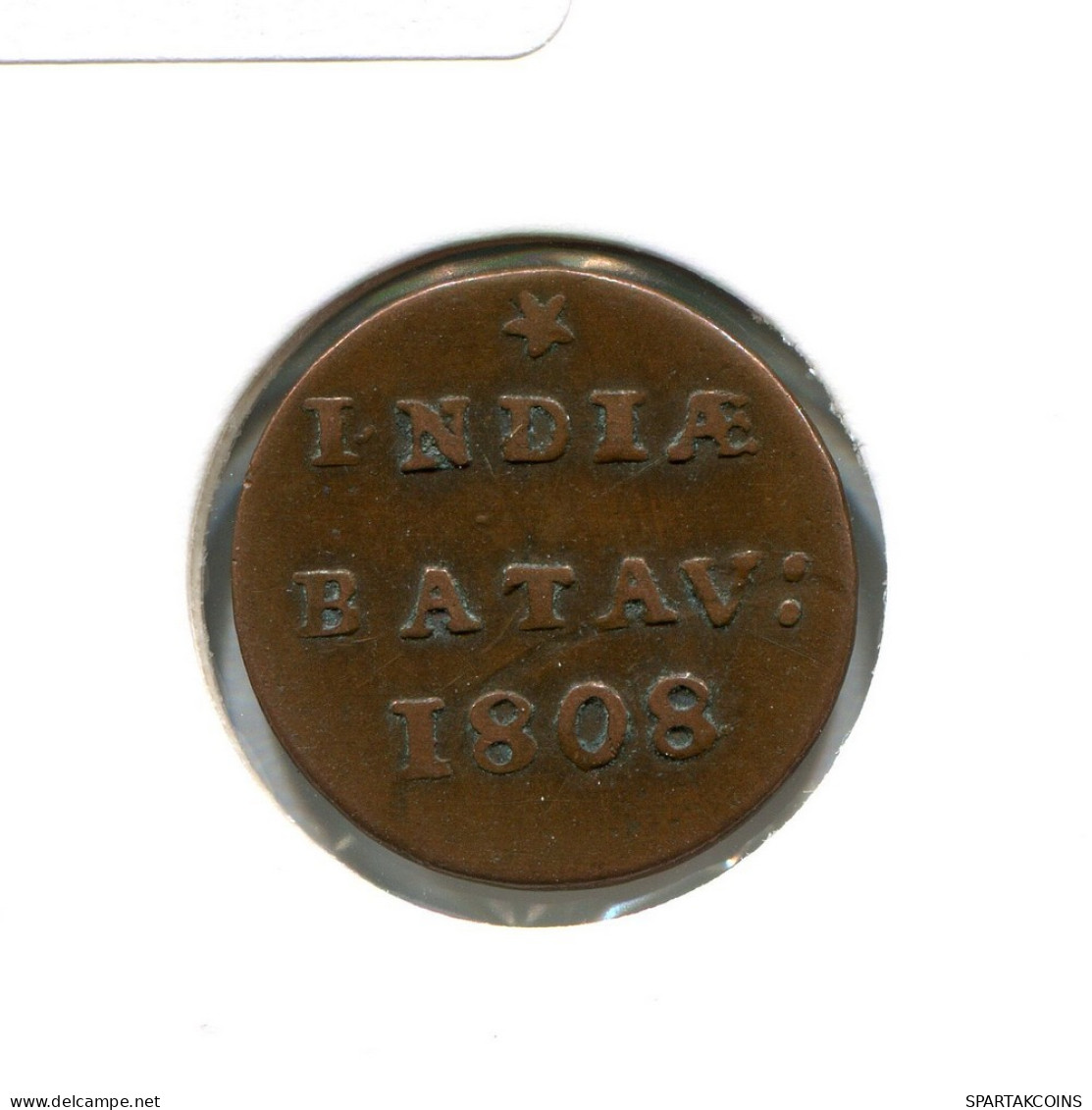 1808 BATAVIA VOC 1/2 DUIT INDES NÉERLANDAIS NETHERLANDS Koloniale Münze #VOC2128.10.F.A - Indes Néerlandaises