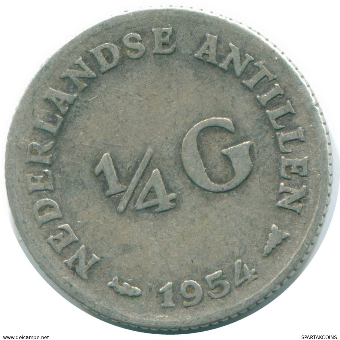 1/4 GULDEN 1954 ANTILLAS NEERLANDESAS PLATA Colonial Moneda #NL10898.4.E.A - Netherlands Antilles