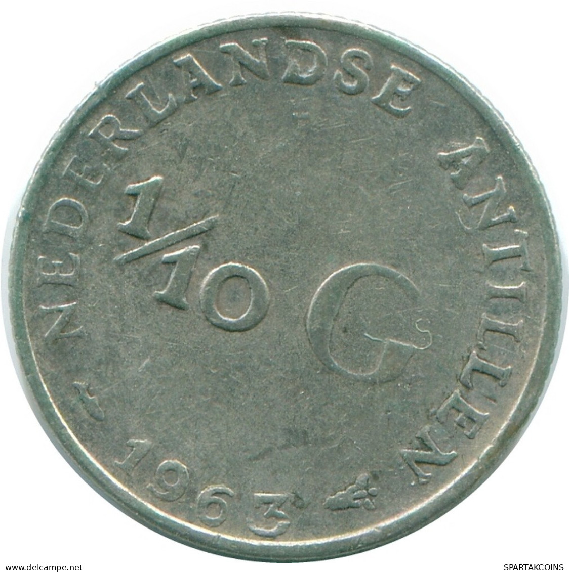 1/10 GULDEN 1963 NETHERLANDS ANTILLES SILVER Colonial Coin #NL12545.3.U.A - Netherlands Antilles