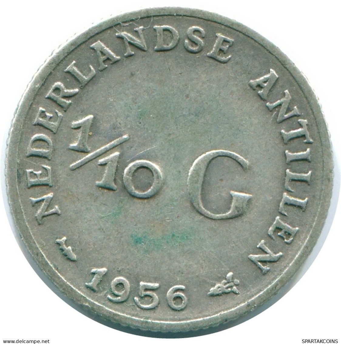 1/10 GULDEN 1956 ANTILLES NÉERLANDAISES ARGENT Colonial Pièce #NL12095.3.F.A - Netherlands Antilles