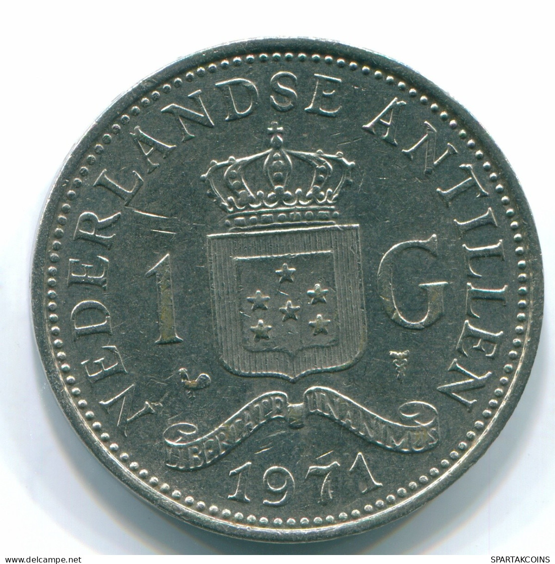 1 GULDEN 1971 ANTILLES NÉERLANDAISES Nickel Colonial Pièce #S11999.F.A - Netherlands Antilles