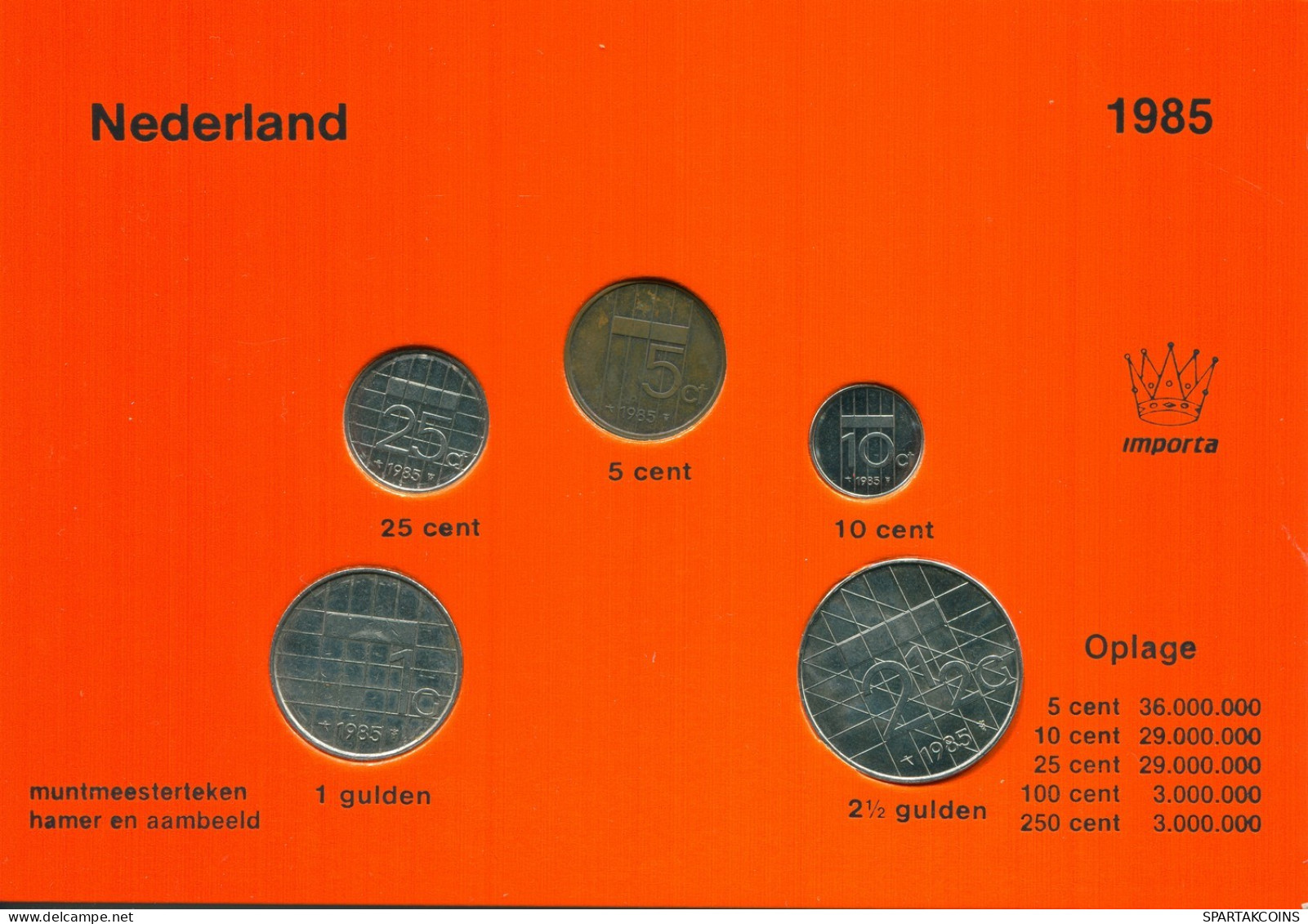 NETHERLANDS 1985 MINT SET 5 Coin #SET1022.7.U.A - [Sets Sin Usar &  Sets De Prueba