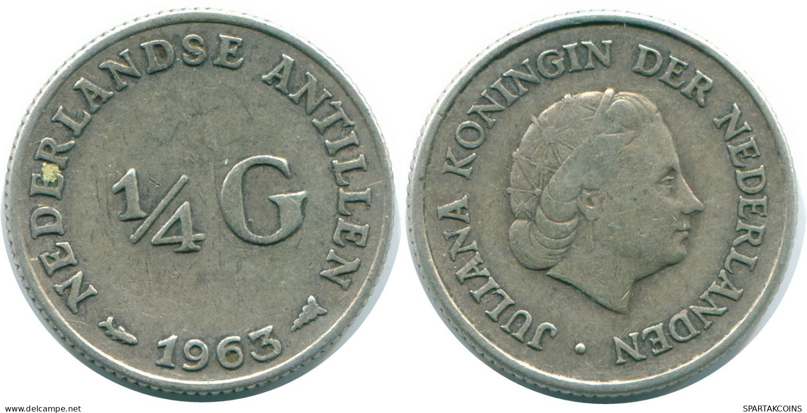 1/4 GULDEN 1963 ANTILLAS NEERLANDESAS PLATA Colonial Moneda #NL11214.4.E.A - Netherlands Antilles