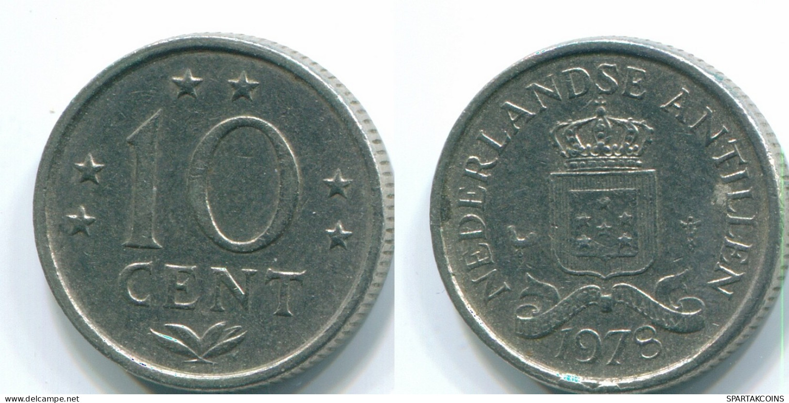 10 CENTS 1978 NETHERLANDS ANTILLES Nickel Colonial Coin #S13581.U.A - Nederlandse Antillen
