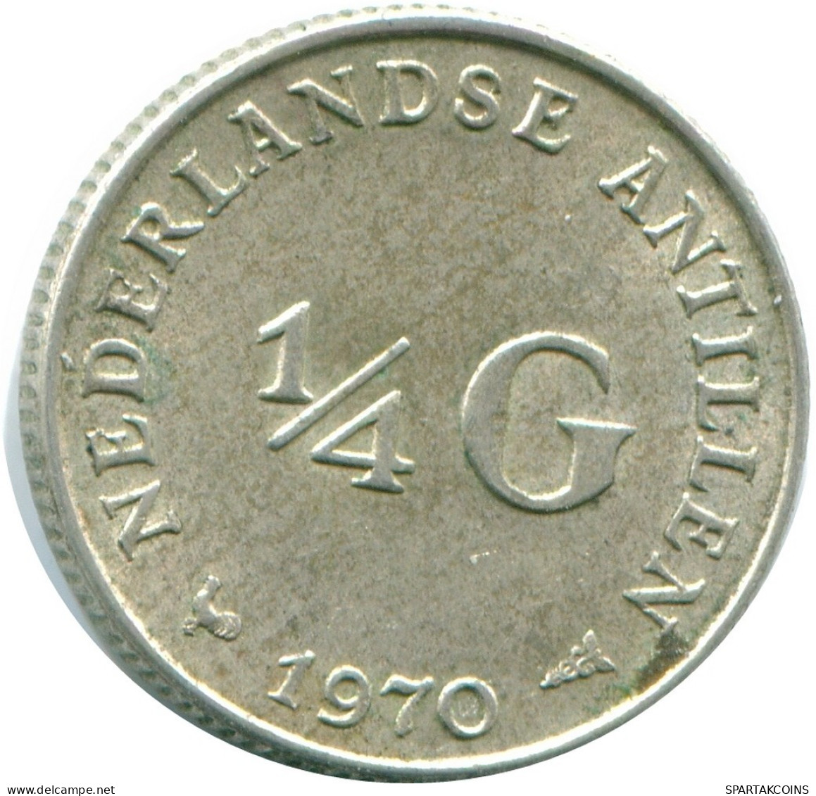 1/4 GULDEN 1970 ANTILLES NÉERLANDAISES ARGENT Colonial Pièce #NL11723.4.F.A - Netherlands Antilles