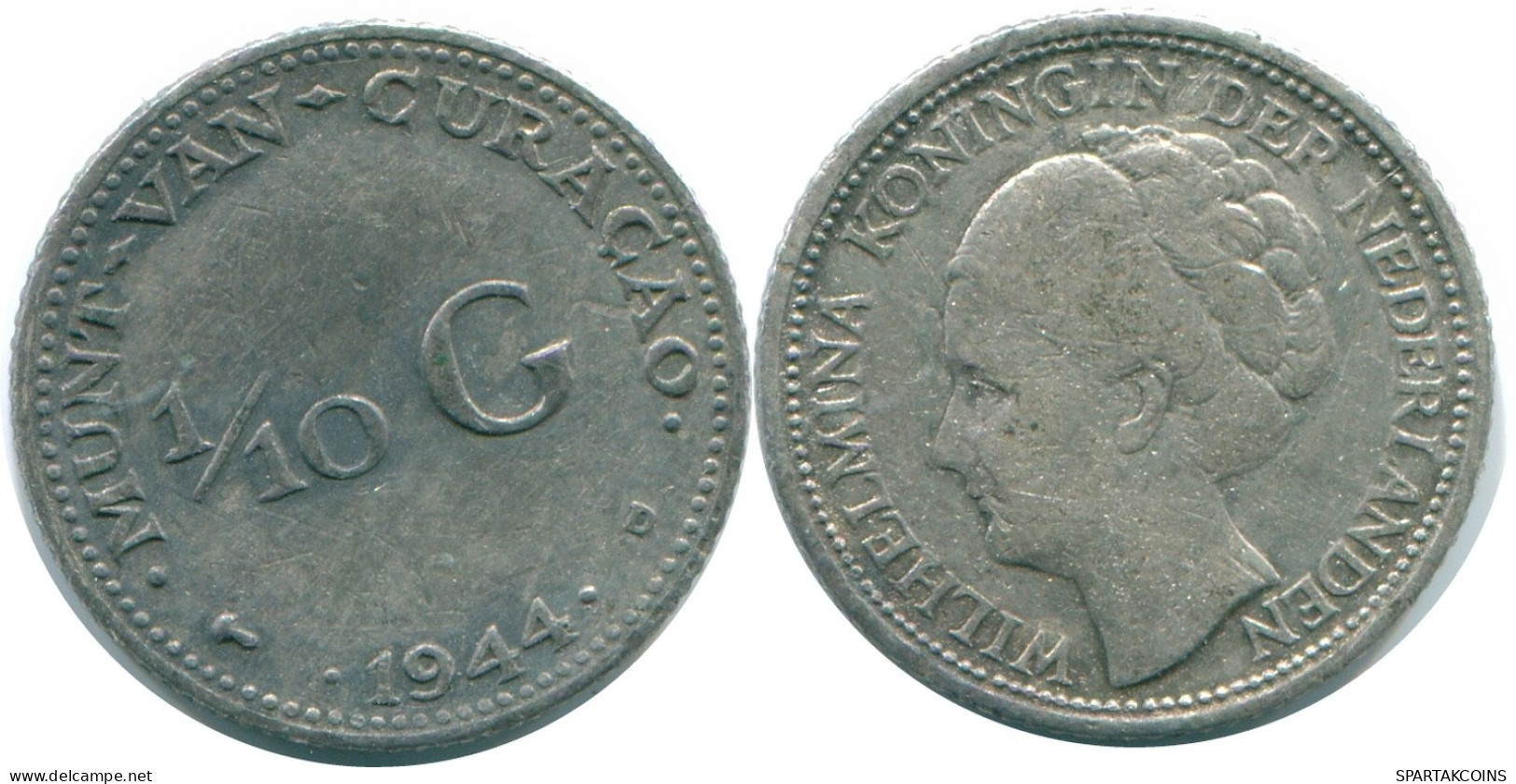 1/10 GULDEN 1944 CURACAO NÉERLANDAIS NETHERLANDS ARGENT Colonial Pièce #NL11743.3.F.A - Curaçao