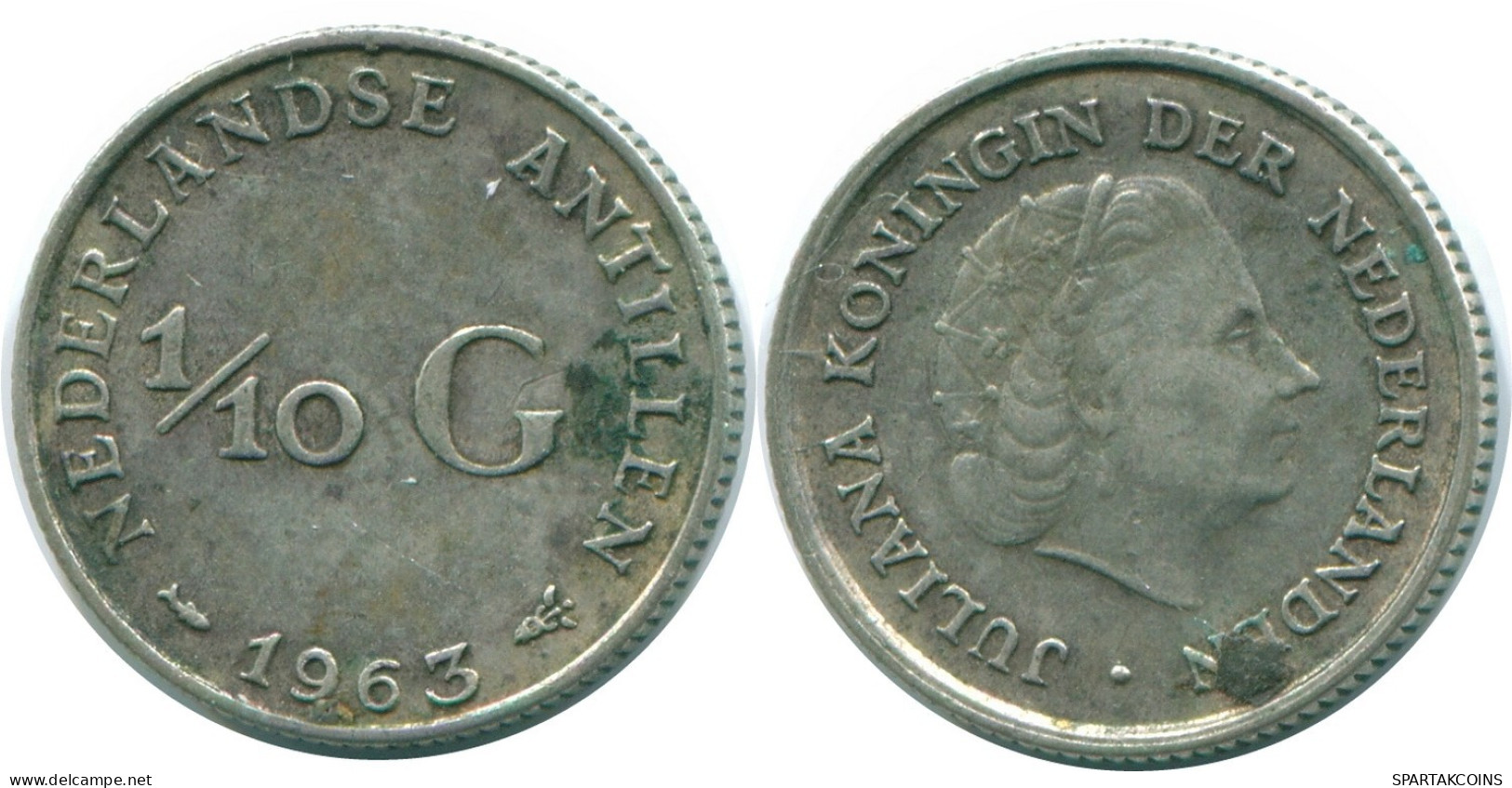 1/10 GULDEN 1963 ANTILLAS NEERLANDESAS PLATA Colonial Moneda #NL12617.3.E.A - Nederlandse Antillen