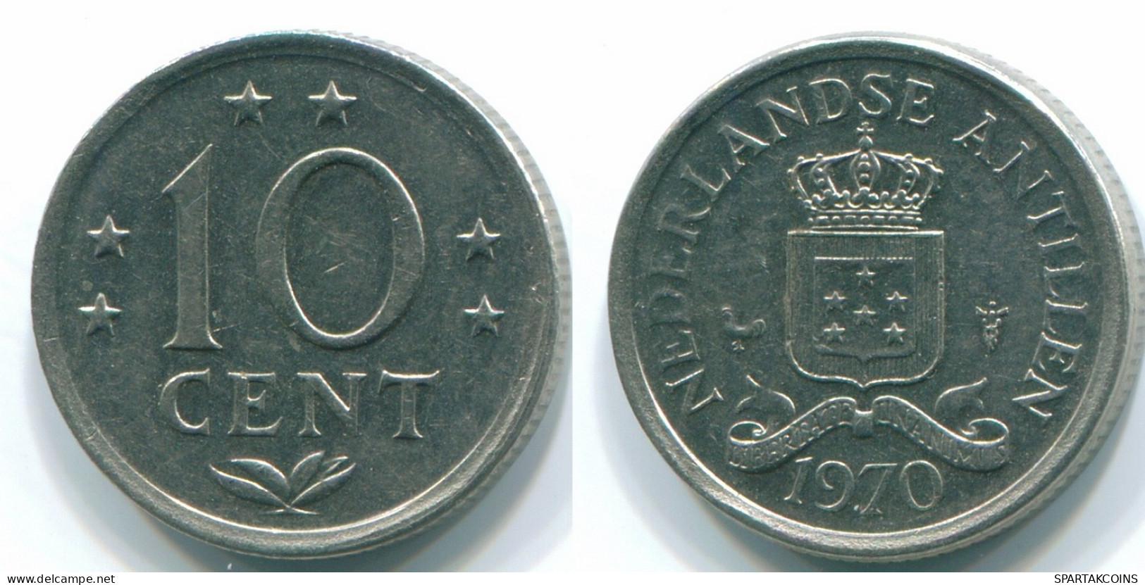 10 CENTS 1970 NIEDERLÄNDISCHE ANTILLEN Nickel Koloniale Münze #S13373.D.A - Nederlandse Antillen