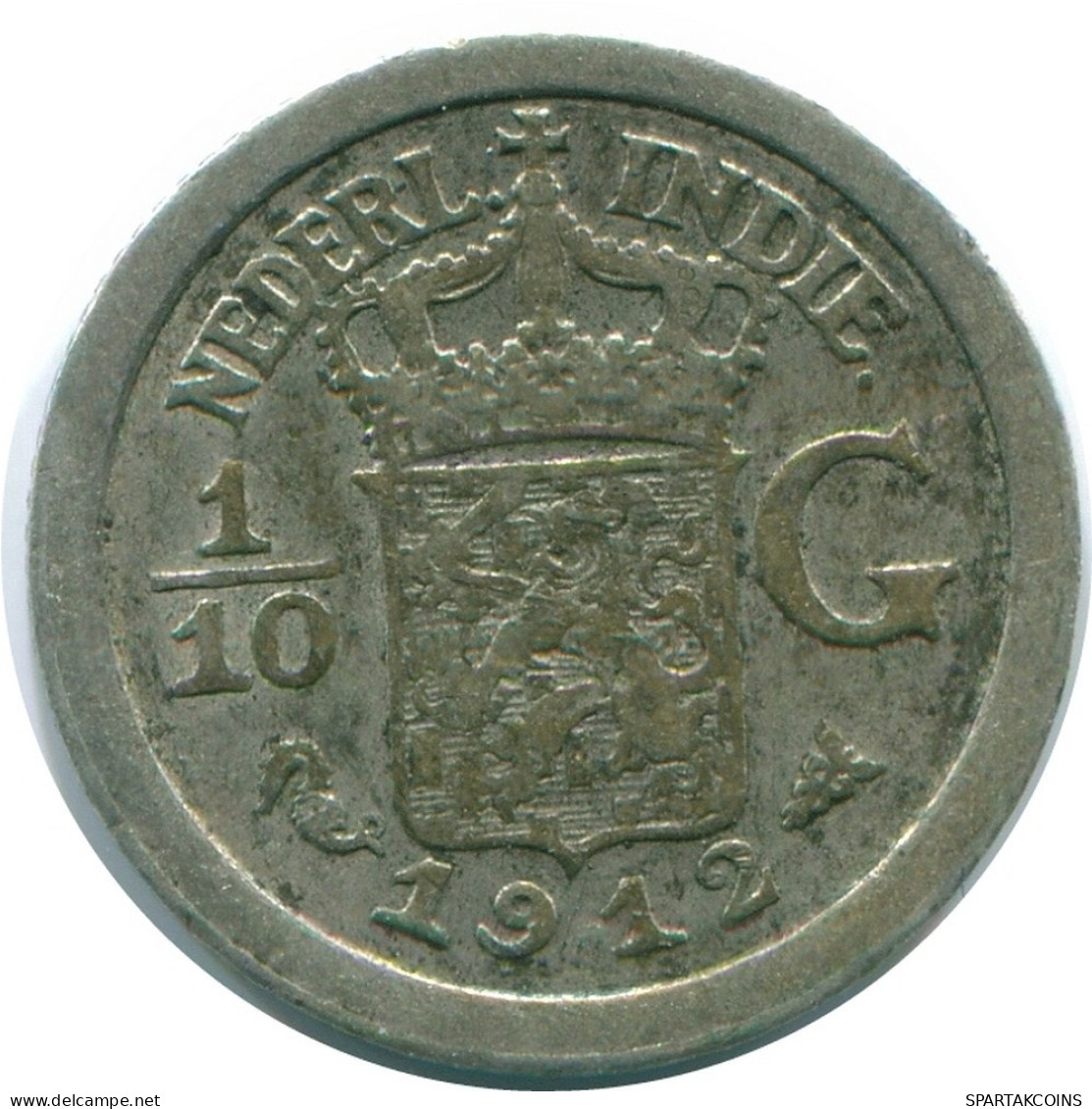 1/10 GULDEN 1912 NETHERLANDS EAST INDIES SILVER Colonial Coin #NL13259.3.U.A - Dutch East Indies