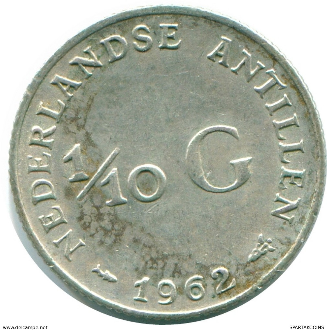 1/10 GULDEN 1962 ANTILLAS NEERLANDESAS PLATA Colonial Moneda #NL12369.3.E.A - Netherlands Antilles