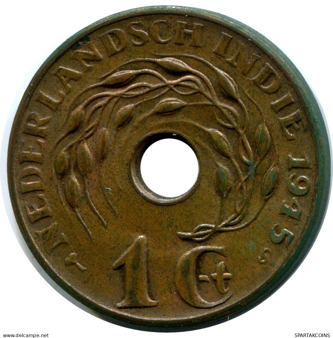 1 CENT 1945 INDES ORIENTALES NÉERLANDAISES Pièce #AZ111.F.A - Indes Neerlandesas