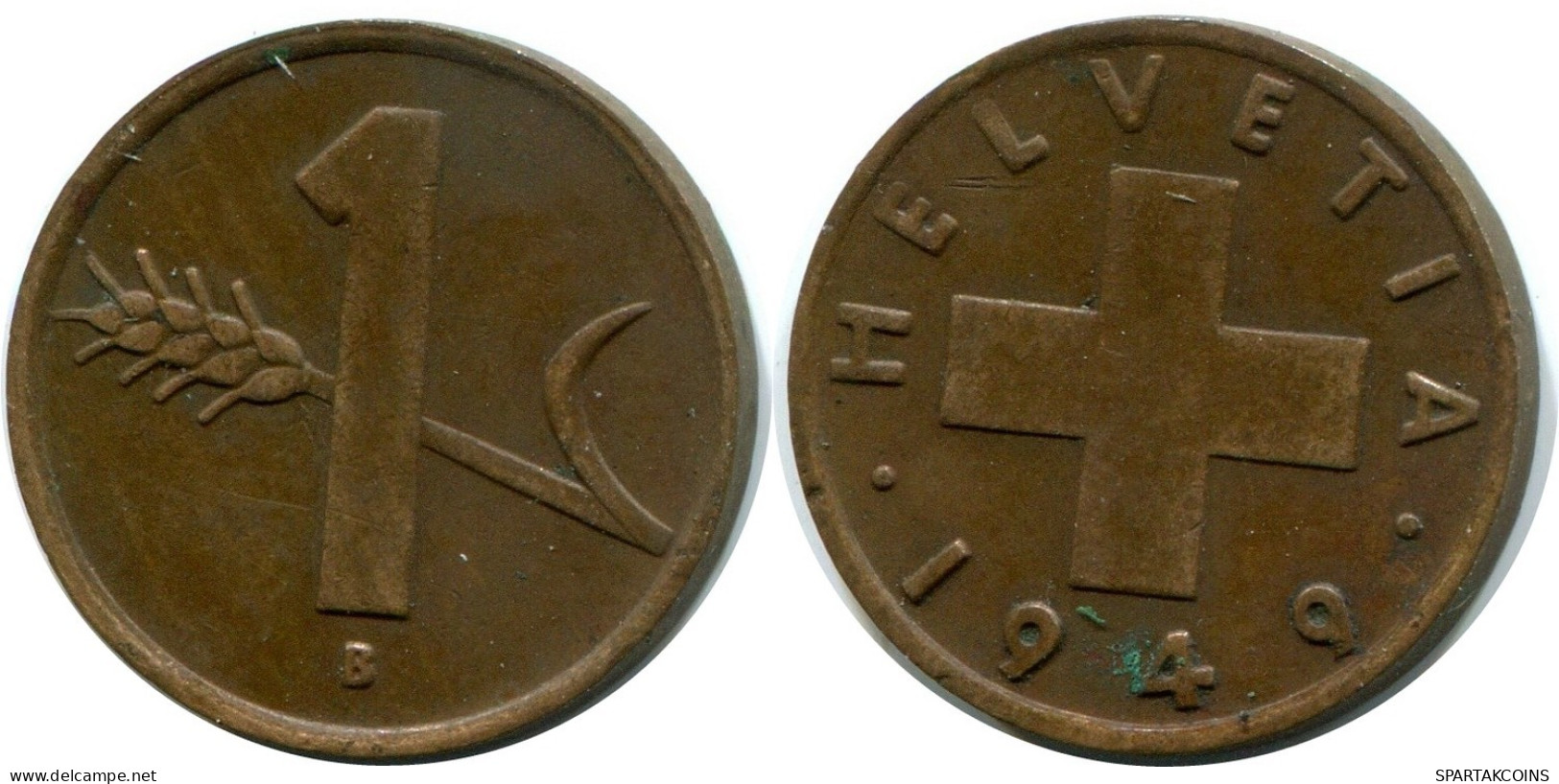 1 RAPPEN 1949 B SCHWEIZ SWITZERLAND Münze #AY101.3.D.A - Sonstige & Ohne Zuordnung