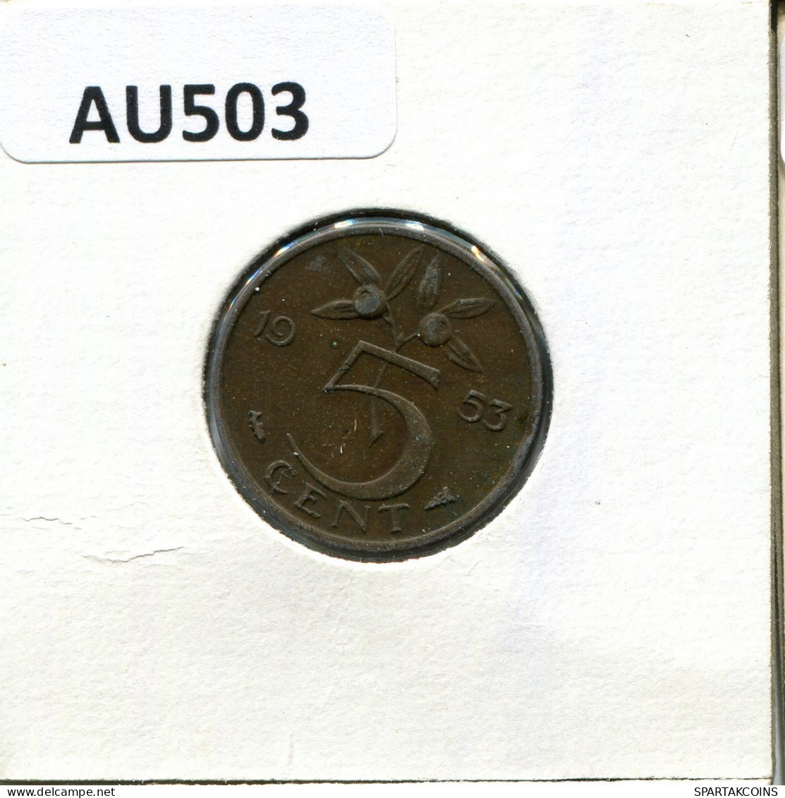 5 CENTS 1953 NETHERLANDS Coin #AU503.U.A - 1948-1980 : Juliana