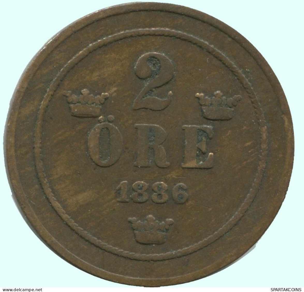 2 ORE 1886 SCHWEDEN SWEDEN Münze #AC875.2.D.A - Sweden