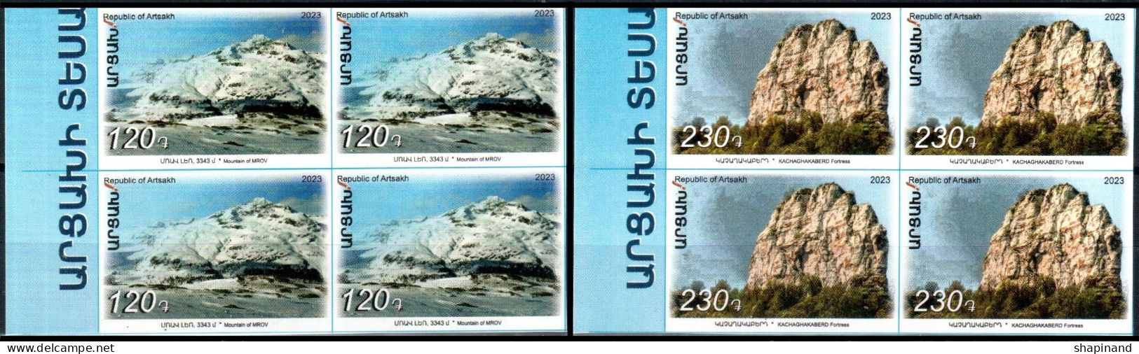 Artsakh 2023 «Sights Of Artsakh» 2 Block Of 4stamps Self-adhesive (imperforated) Quality:100% - Armenien